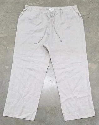 KATE HILL Linen Pants Womens 2XL White Wide Leg Drawstring Pockets - Image 1 of 4