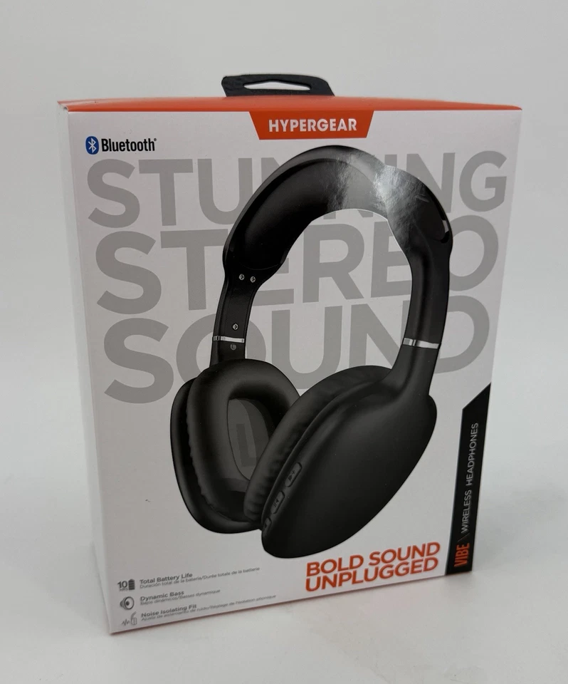 HyperGear “Vibe” Over-Ear Wireless Headphones Black Padded Ear Pad New NIP - Image 1 of 4