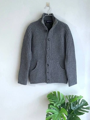 Boggi Milano Men's Knit Merino Wool Grey Button Cardigan Vest Lining, Size S - Image 1 of 4