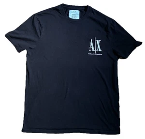 Black Armani Exchange Icon Period Logo Tee T Shirt Size Medium Preppy Streetwear - Picture 1 of 7