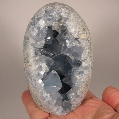 4.3" Blue CELESTITE Crystal Polished Freeform Stone - Madagascar - 2.4 lbs. - Image 1 of 4