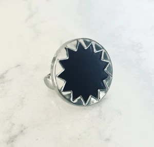 House Of Harlow Silver Ring With Chocolate Leather Size 7-7.5 - Picture 1 of 6