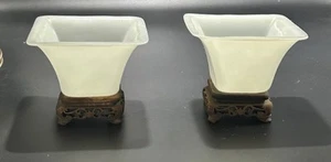 Pair Antique 19th Qing Chinese Peking / Beijing Glass Wine Libation Cups - Picture 1 of 13