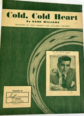 "COLD, COLD HEART" ©1951 Vintage Sheet Music Piano Guitar Hank Williams - Imagem 1 de 3