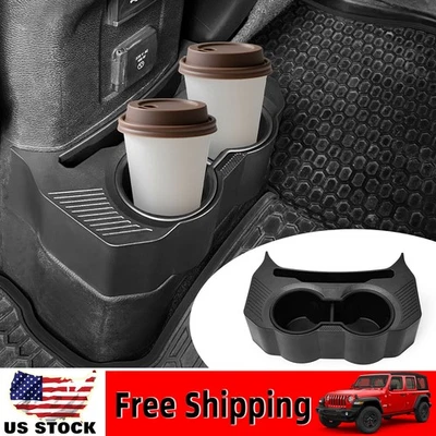 1Set Black Water-Cup Holder Storage Box W/ Cup Mat For Jeep Wrangler JL 2018-23 Foto 1 de 4