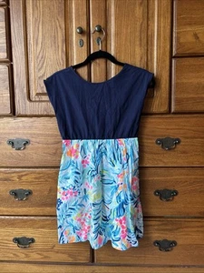 Lilly Pulitzer Girl’s Serene Blue Tippy Top Dress Size XL 12/14 Knit Cotton - Picture 1 of 14