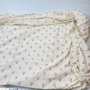 vintage cannon fitted sheet full beige red tulips cotton blend mcm retro percale