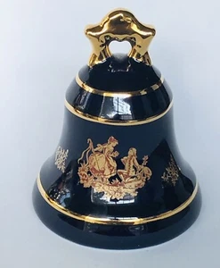 Limoges Castel France Bell 22k Gold On Cobalt Dark Blue Proposal - Picture 1 of 4