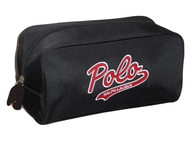 POLO Ralph Lauren Negro Kit de Artículos de Aseo Bolsa de Afeitado Kit de Viaje Cadena Larga Rojo Logo Foto 1 de 4