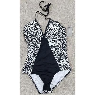 Guess Y2K One Piece Swimsuit Cheetah Halter Womens Size Medium - Image 1 of 4