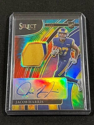 2021 Panini Select Jacob Harris Rookie Signature Memorabilia Tie-Dye Prizm 12/25 - Image 1 of 2
