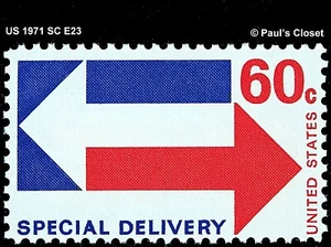 US 1971 SC E23 SPECIAL DELIVERY 60¢ RED, WHITE & BLUE  MINT NEVER HINGED OG VF - Picture 1 of 2