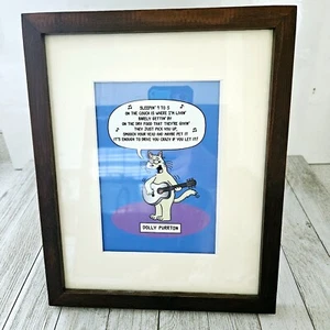 Dolly Purrton 9 to 5 Framed Song Parody Cute Cartoon Print Hanging Wall Artwork - Picture 1 of 16