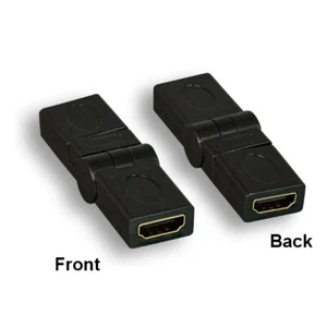 HDMI 360° Swivel Adapter Female/Female Extender Gold-Plated Connector HDTV Black - Picture 1 of 2
