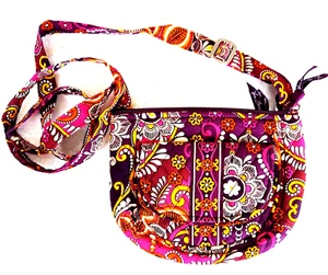 Cartera Bandolera VERA BRADLEY Púrpura/Rosa Floral Paisley Correa Larga NUEVA SIN ETIQUETAS - Imagen 1 de 10