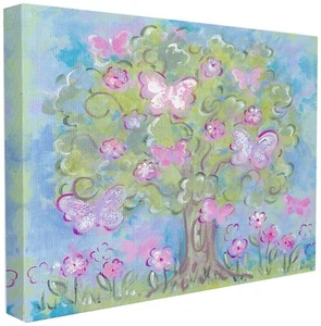 Stupell Industries The Kids Room by Stupell Pastel Butterfly Tree Canvas Wall... - Picture 1 of 3