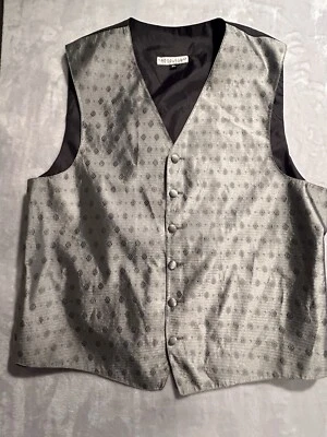 Chaleco de Noche Perry Ellis Chaleco Hombres XL Plateado Tela Poliéster Hecho en EE. UU. Foto 1 de 4