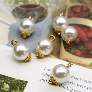 10pcs Faux Pearl Shank Buttons Plastic for Garment DIY Sewing Craft 1cm 1.2cm - Picture 1 of 9