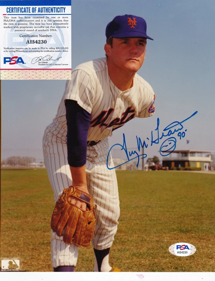 TUG MCGRAW  NEW YORK METS   PSA AUTHENTICATED  ACTION SIGNED 8x10 - Image 1 of 1