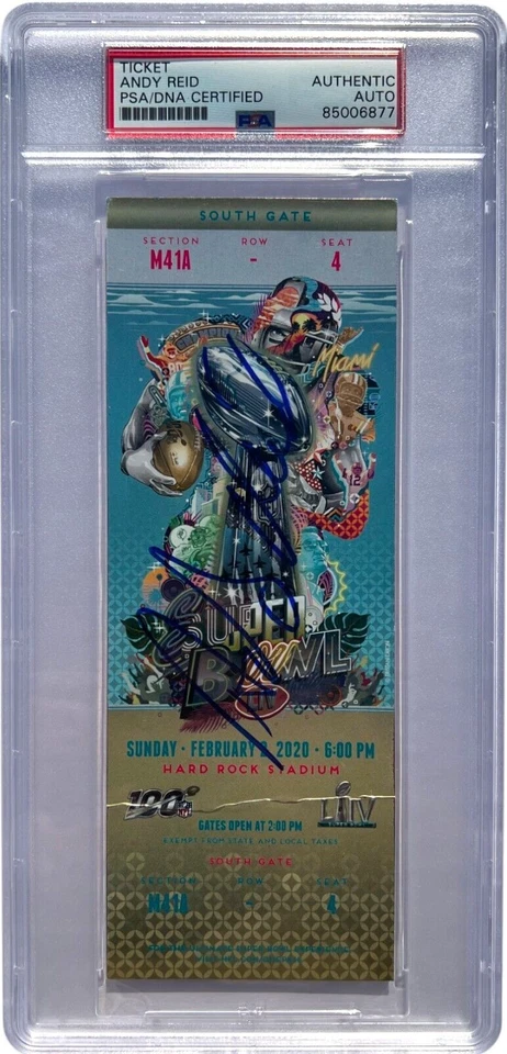 ANDY REID SIGNED CHIEFS SUPER BOWL 54 FOOTBALL TICKET LIV AUTO PSA/DNA - Image 1 of 2