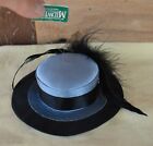 1 NWT Midwest of Cannon Falls Blue & Black Ribbon Hat Ornament w/ Black Feathers