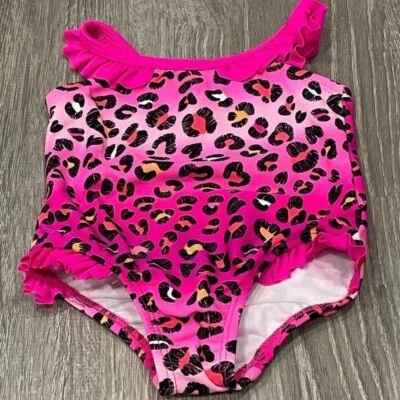 OP Swimsuit Pink Cheetah Print 12 Month Baby Girls OC16 - Image 1 of 3