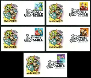 USA, SCOTT # 4677-4681, ARTCRAFT SET FDC COVERS - MAIL A SMILE, PIXAR FILMS 2012 - Picture 1 of 6