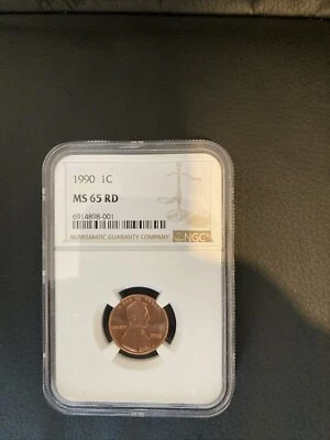 1990 1c Penny MS 65 RD Graded NGC #109 Cent - Image 1 of 4