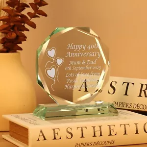 40th Ruby Wedding Anniversary Engraved Cut Glass Gift, Anniversary Gift Idea - Picture 1 of 7