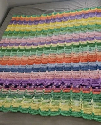 Manta colorida afgana vintage 54"x 61" colores pastel Foto 1 de 4