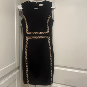 Calvin Klein Women's Black Sleeveless Sheath Dress, size 4, gold/silver details - Picture 1 of 5