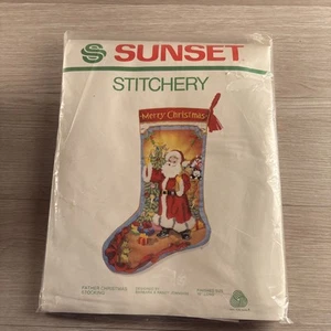 Sunset Stitchery “Father Christmas” Santa Crewel Christmas Stocking Kit — New - Picture 1 of 5