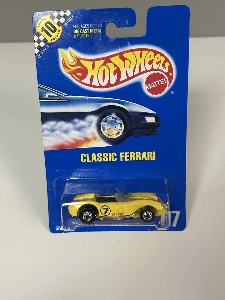 Tarjeta azul Hot Wheels Classic Ferrari Collector No 117 1991 con puntos de velocidad ~223 Foto 1 de 4