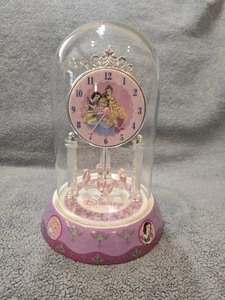 DISNEY PRINCESS GLASS DOMED CLOCK Cinderella Belle Snow White, Sleeping Beauty - Picture 1 of 7
