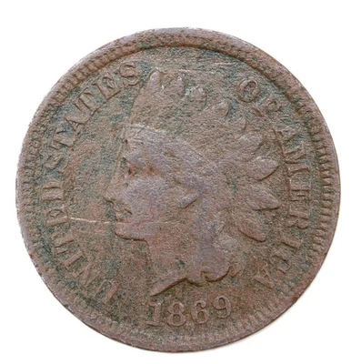 Centavo indio 1869 1C BN - elección en estado bastante bueno (corrosión) SMH646 Foto 1 de 3