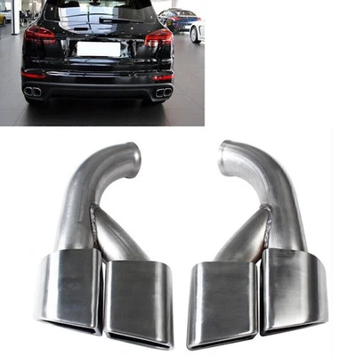 Tail Exhaust Tip Muffler Pipe For Porsche Cayenne 958.2 V6 Base 2015-2017 Silver - Image 1 of 4