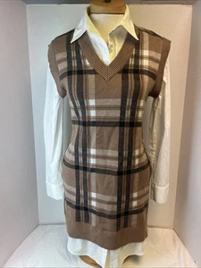 Jones & Co Jones New York Womens Size XS Sweater Vest Layered Blouse Mini Dress - Picture 1 of 7