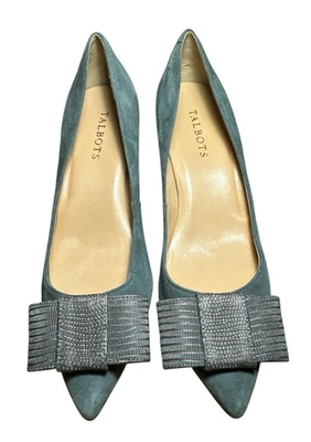 Zapatos de salón para mujer Talbots de tacón de gatito de gamuza verde talla 8,5 M Foto 1 de 4