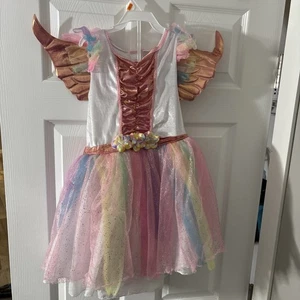 Vestido Disfraz Unicornio Arco Iris Espíritu Niñas. Brillante. Talla Niños Mediana (3T/4T) - Imagen 1 de 10