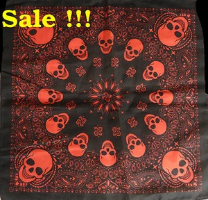 1x 100% Cotton 'SKULL BANDANA' RED SKULLS HEAD WRAPS - Foto 1 di 11