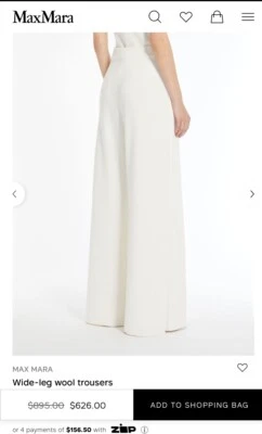 Max Mara Wool white womens flare pants trousers Size Small - Image 1 of 3