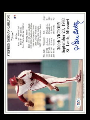 Steve Carlton PSA DNA Signed 8x10 300 Wins Photo Phillies Autograph - Image 1 of 3
