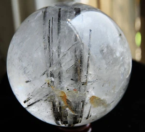 1308g 2.88lb NATURAL TOURMALINE Rutilated QUARTZ CRYSTAL SPHERE BALL HEALING - Picture 1 of 11