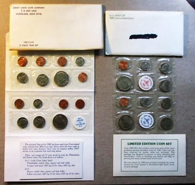 1982 & 1983 U.S. MINT SETS. UNCIRCULATED COINS. - Image 1 of 4