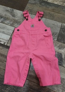 Carhartt Bib Overalls 6M Pink Infant Snap Legs Adjustable Shoulder Strap - Picture 1 of 4