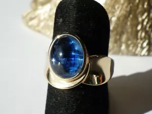 JEWELLERY PIECE RING NEPAL CYANITE 375 GOLD KYANITE SOGNI D'ORO 18 56 NEW 728 - Picture 1 of 5