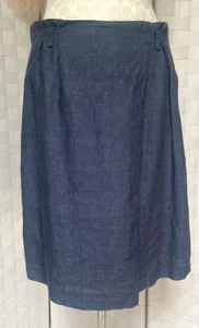 Gonna al ginocchio blu 100% lino insegna Peserico Made in ITALY taglia 44 - Foto 1 di 13