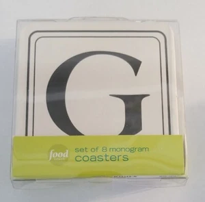 Food Network Set of 8 Monogram Coasters "G"- NEW - Imagen 1 de 5