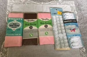 Sewing Notions Wrights Trimtex Hem Facing & White Lace Lot SEW-5 - Picture 1 of 12