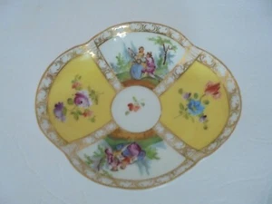 Meissen Porcelain Quatrefoil Gilt Yellow Oval  Dish Vintage - Picture 1 of 5